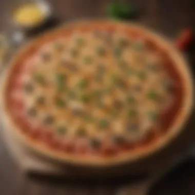 Innovative Macaroni Pizza Dish A delicious pizza topped with macaroni and a blend of fresh ingredients