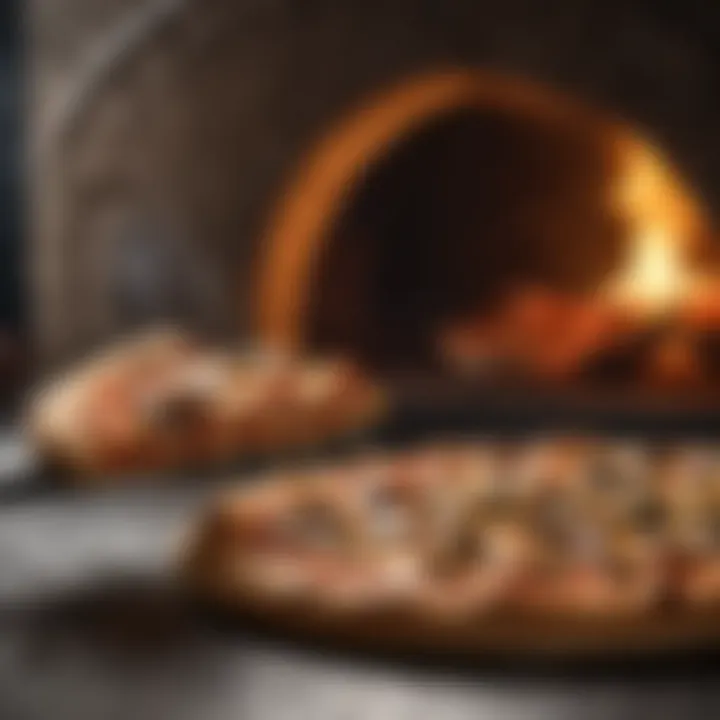 A perfectly baked pizza emerging from the Magic Chef Pizza Oven