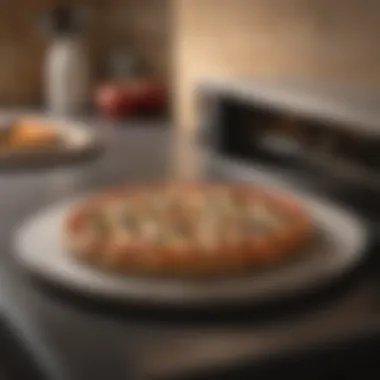 A well-maintained pizza stone on a kitchen countertop.