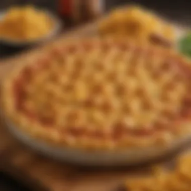 Innovative Ingredients of Mac and Cheese Pizza A creative display of ingredients used in Mac and Cheese Pizza, highlighting uniqueness