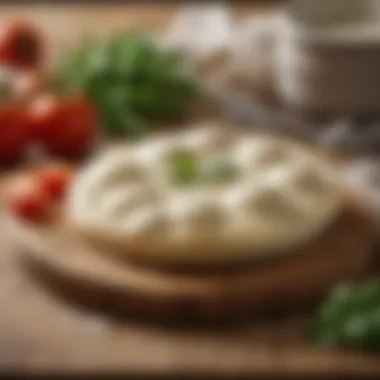 An elegant display of mozzarella cheese in a rustic setting