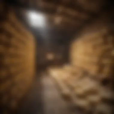 Artisanal cheese aging in a rustic cellar