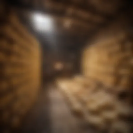 Artisanal cheese aging in a rustic cellar