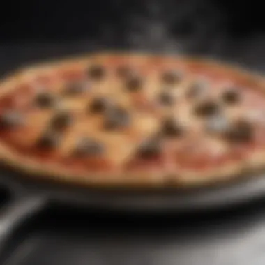 Positioning Pizza for Oven Transfer Uncooked pizza on a metal pizza peel ready to be slid into a hot oven