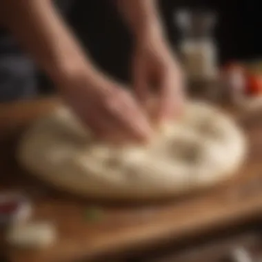 Artisan Pizza Dough Preparation Artisan pizza dough resting on wooden board