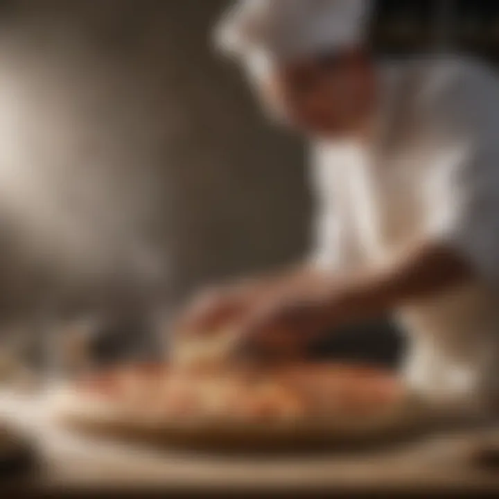 Artisanal pizza dough being kneaded