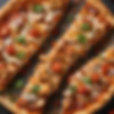 Irresistible Slices of Chicken Pizza A close-up view of sliced chicken pizza with toppings