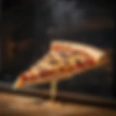 Savoring Pizza Perfection Close-up of perfectly reheated pizza slice in microwave