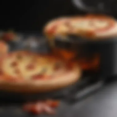 An air fryer showcasing a perfectly cooked personal pizza with melted cheese