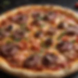 Close-up of a freshly made personal pizza topped with vibrant ingredients