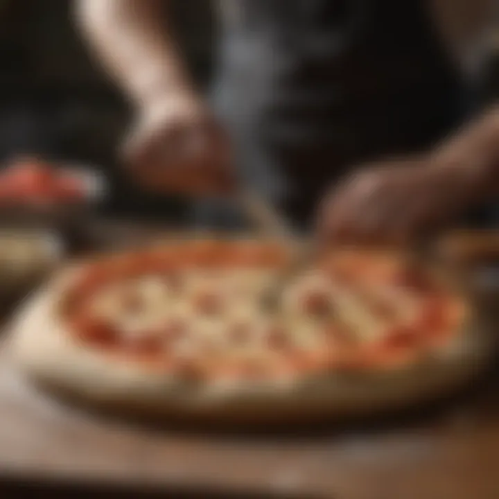 A beautifully shaped pizza dough ready for toppings.