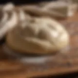 A freshly kneaded ball of pizza dough resting on a wooden surface, showcasing its smooth texture.