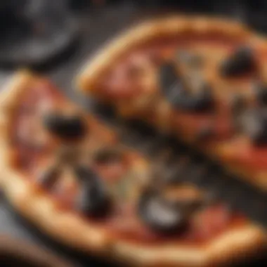 Sliced grilled pizza with charred edges