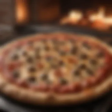 Perfectly Baked Pizza A beautifully baked pizza emerging from a home oven, showcasing perfect crust.