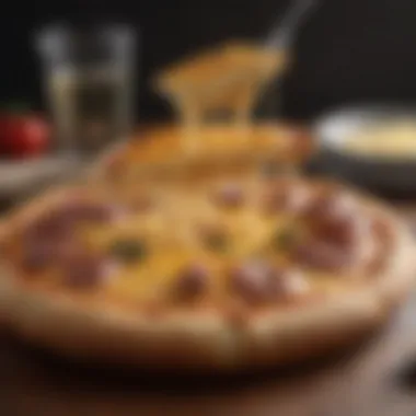 Creamy Smoked Gouda Melting Smoked Gouda cheese melting on a Meat Lover's Pizza