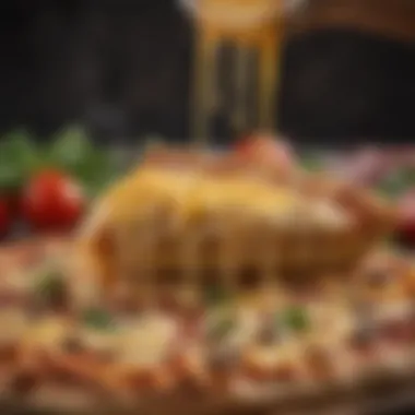 Gourmet Cheese Fusion on Pizza Melting cheese cascading over a hot homemade pizza