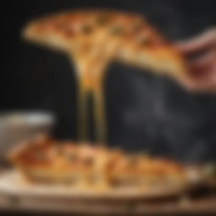 Melting vegan cheese on top of a pizza slice