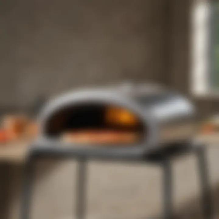 Modern portable pizza oven table with sleek design