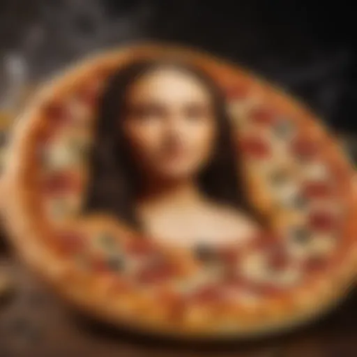 Delicate Artistry: An Abstract Representation of Mona Lisa Pizza