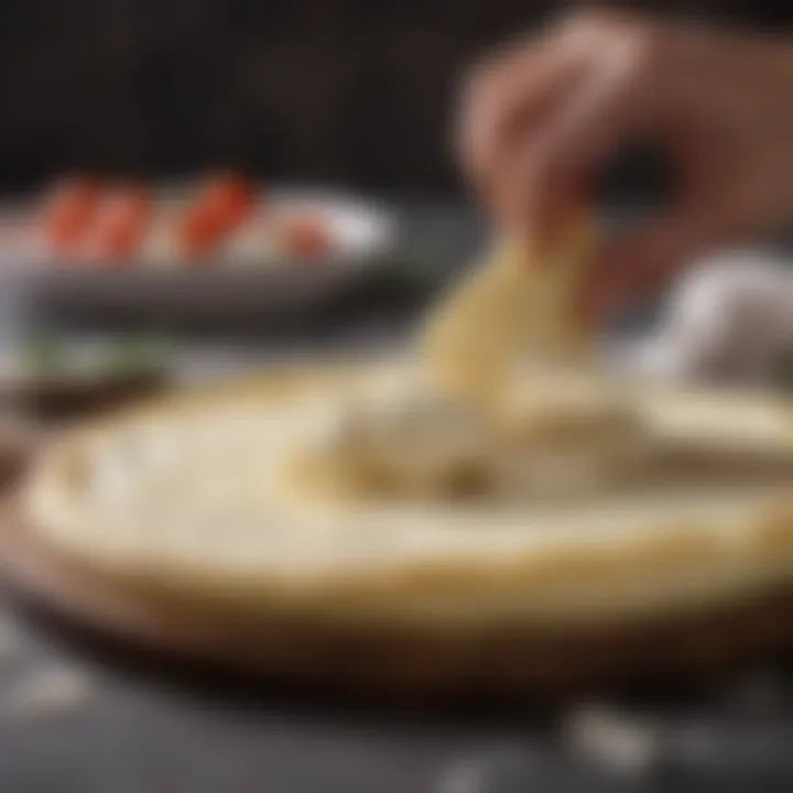 Mozzarella Cheese Being Sliced