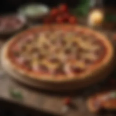 Gourmet Pizza Aesthetics An artistic arrangement of gourmet pizzas on a rustic table