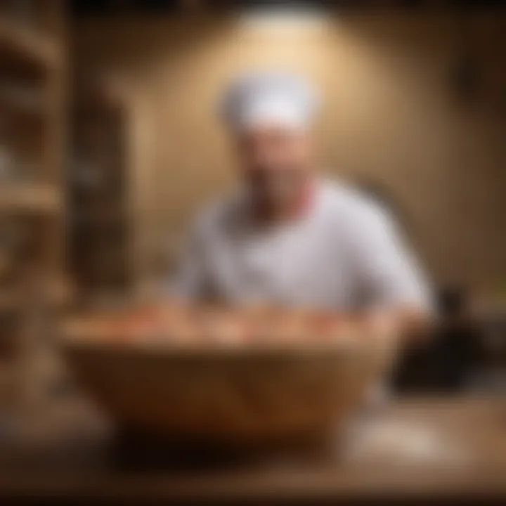 Neapolitan Pizza Dough Rising in Wooden Bowl