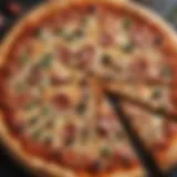 A close-up view of a perfectly baked New Haven frozen pizza showcasing its unique thin crust and toppings.