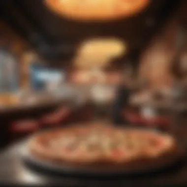 Vibrant Atmosphere of a NY Pizzeria A bustling New York pizzeria with a lively atmosphere