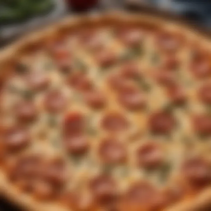 A traditional New Yorker style pizza showcasing its thin crust and ample cheese