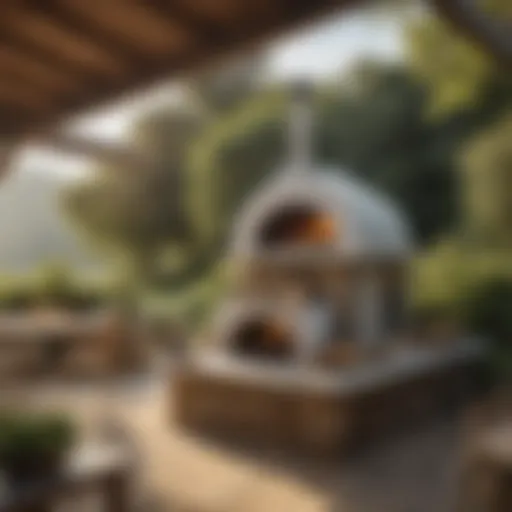 A stunning Ooni pizza oven set against a picturesque outdoor backdrop.
