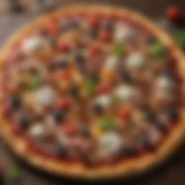 Exploring Topping Combinations for Flavor A variety of toppings displayed around a pizza.