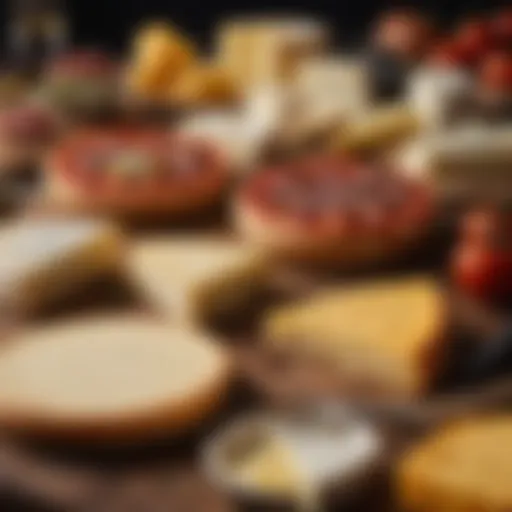 A variety of cheeses ideal for pizza toppings, showcasing their textures and colors.
