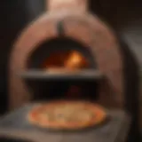 Artisanal pizza being baked in a traditional brick oven