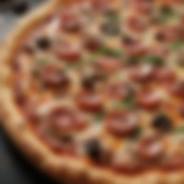 Close-up of a unique pizza creation highlighting fresh ingredients