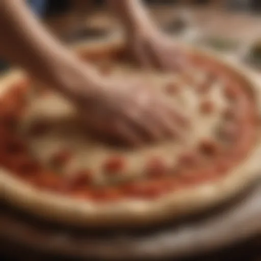 Artisanal Pizza Dough Being Hand-Stretched