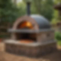 Masonry pizza oven under construction