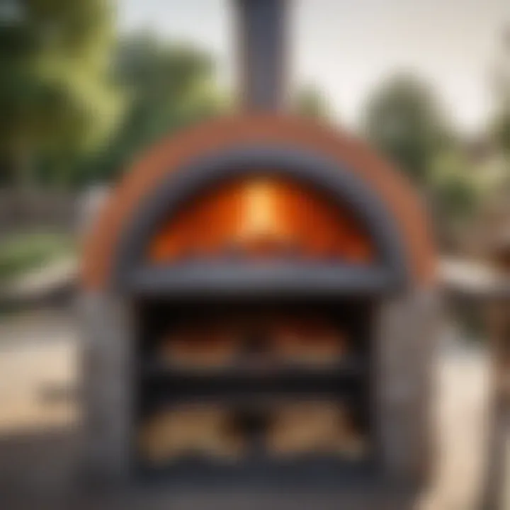 Outdoor wood-fired pizza oven setup