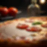 A close-up of a pizza stone with a perfectly baked pizza on top