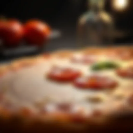 A close-up of a pizza stone with a perfectly baked pizza on top