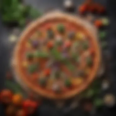 Deliciously Topped Paleo Pizza A mouthwatering paleo pizza topped with colorful vegetables and herbs.