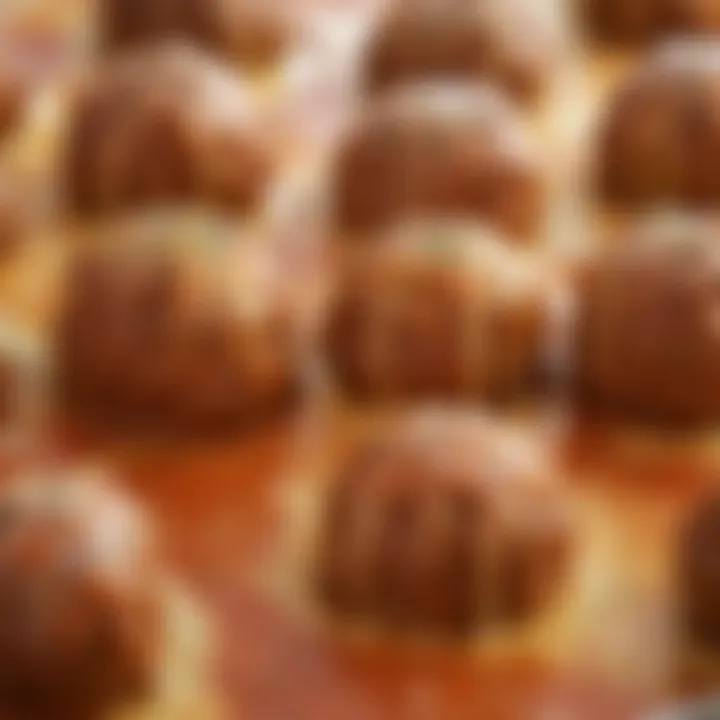 Close-up of Gooey Cheese Blanketing Flavorful Meatballs