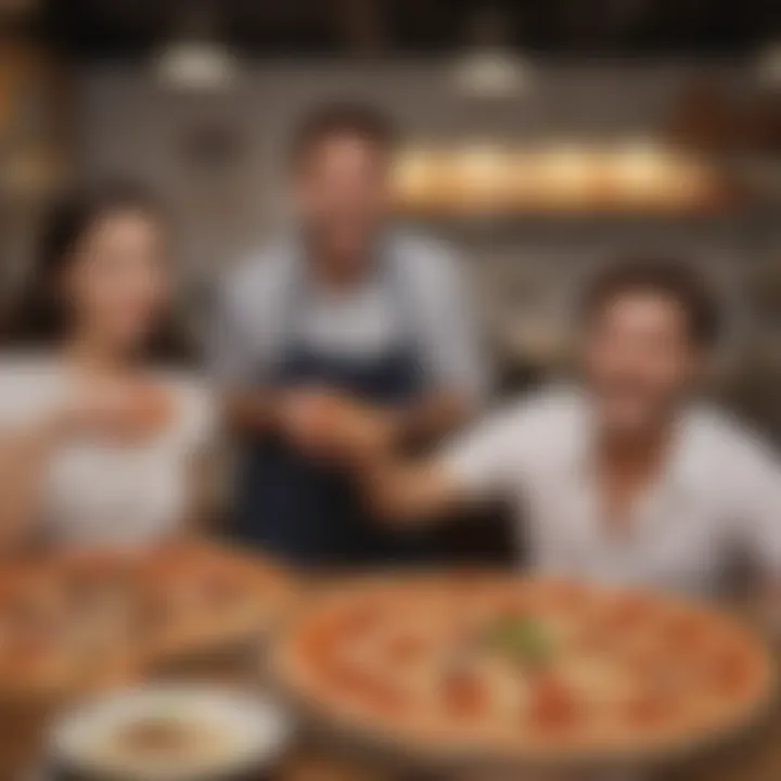 Customers enjoying their pizza at Paul’s Pizza Roma