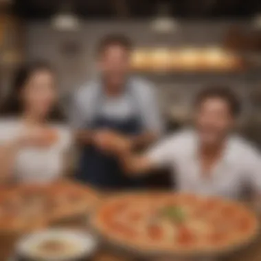 Delighted Diners Enjoying Authentic Pizza Customers enjoying their pizza at Paul’s Pizza Roma