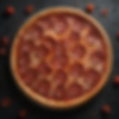 Artistic representation of a pepperoni pizza slice with a mathematical pi symbol