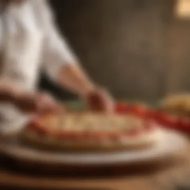 Artisanal dough resting on wooden peel