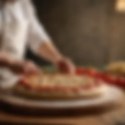 Artisanal dough resting on wooden peel