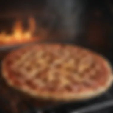 Masterful Results: Perfectly Baked Camp Chef Pizza Close-up of a perfectly baked pizza in a camp chef oven