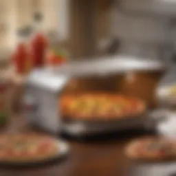 A beautifully crafted pizza box cooker in action with a vibrant pizza inside