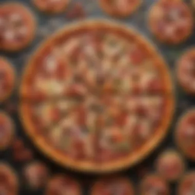 Artistic Pizza Presentation Colorful pizza slices arranged in a visually appealing pattern