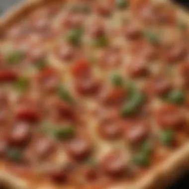 Close-up of the unique texture of Pizza Ghetti with rich toppings